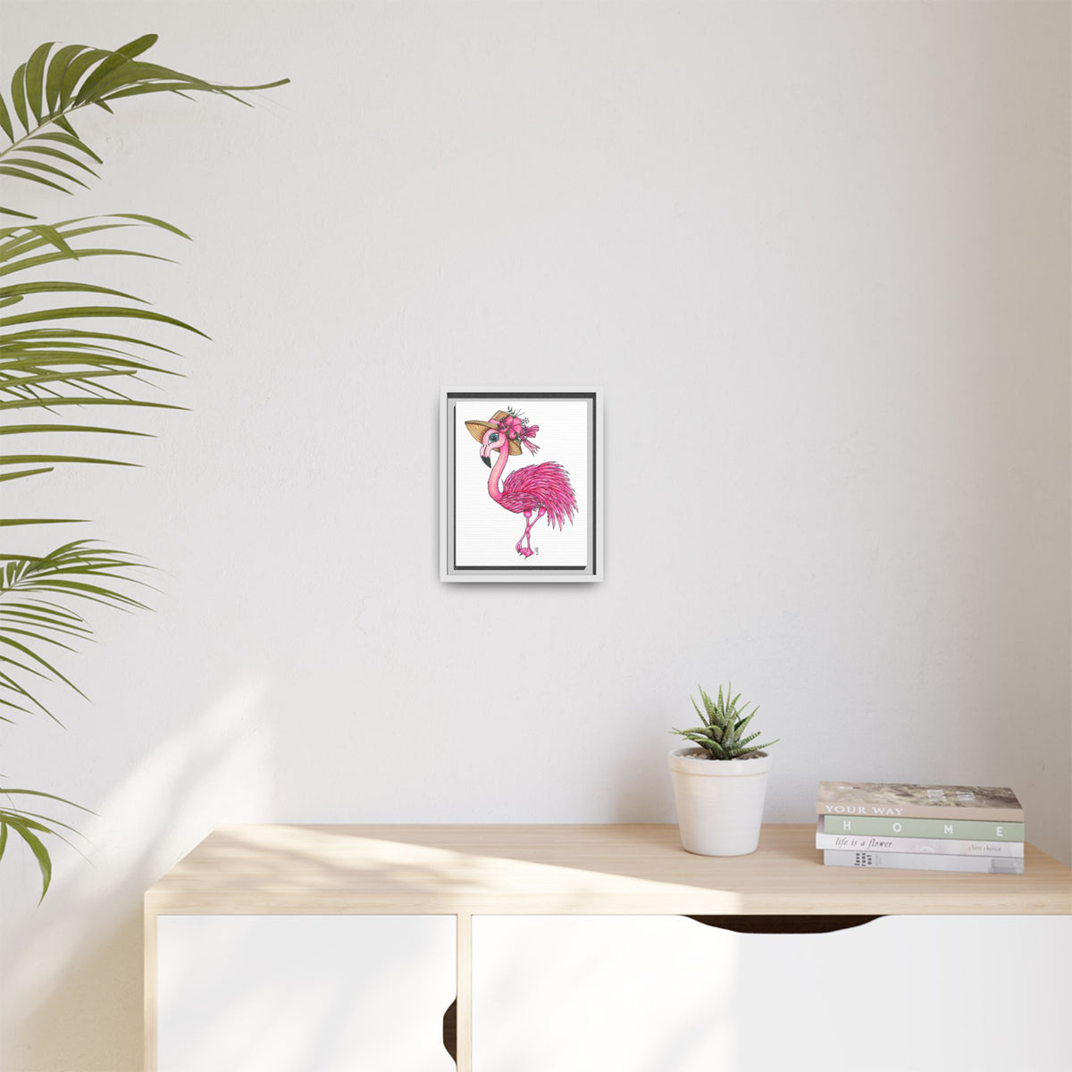 Francine The Flamingo Matte Canvas, Framed (Multi-color)