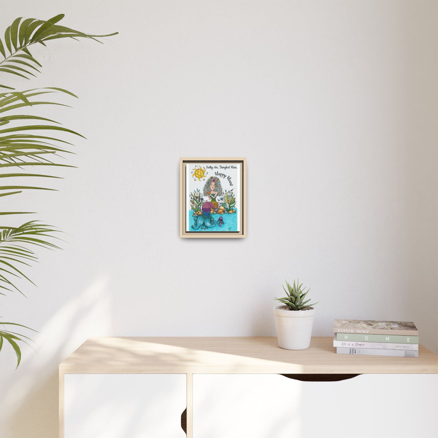 Mermaid Matte Canvas, Framed (Multi-color)