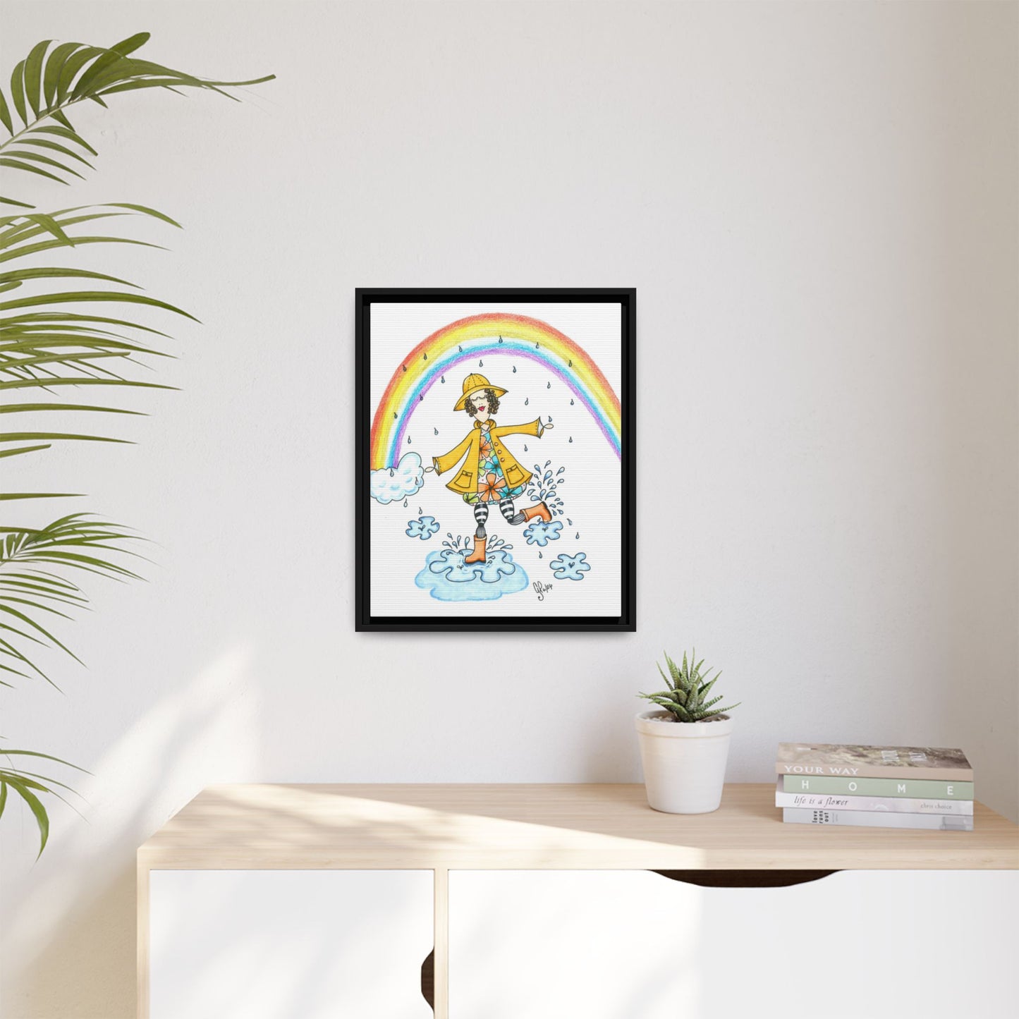 Dancing In The Rain Matte Canvas, Framed (Multi-color)