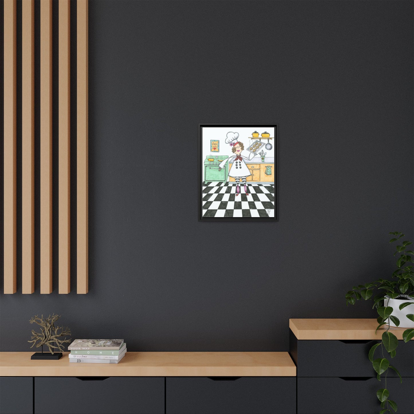 She Bakes! Matte Canvas, Framed (Multi-color)