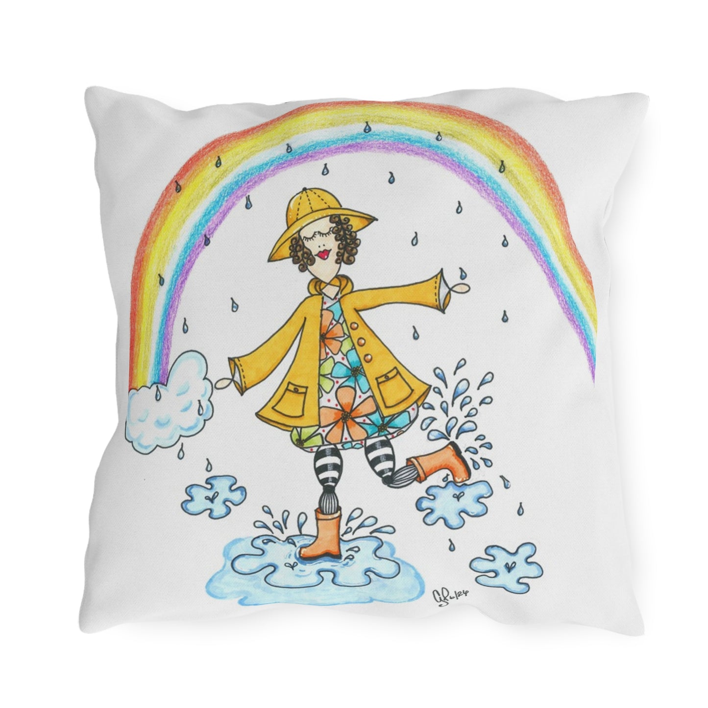 Dancing In The Rain Outdoor Pillow