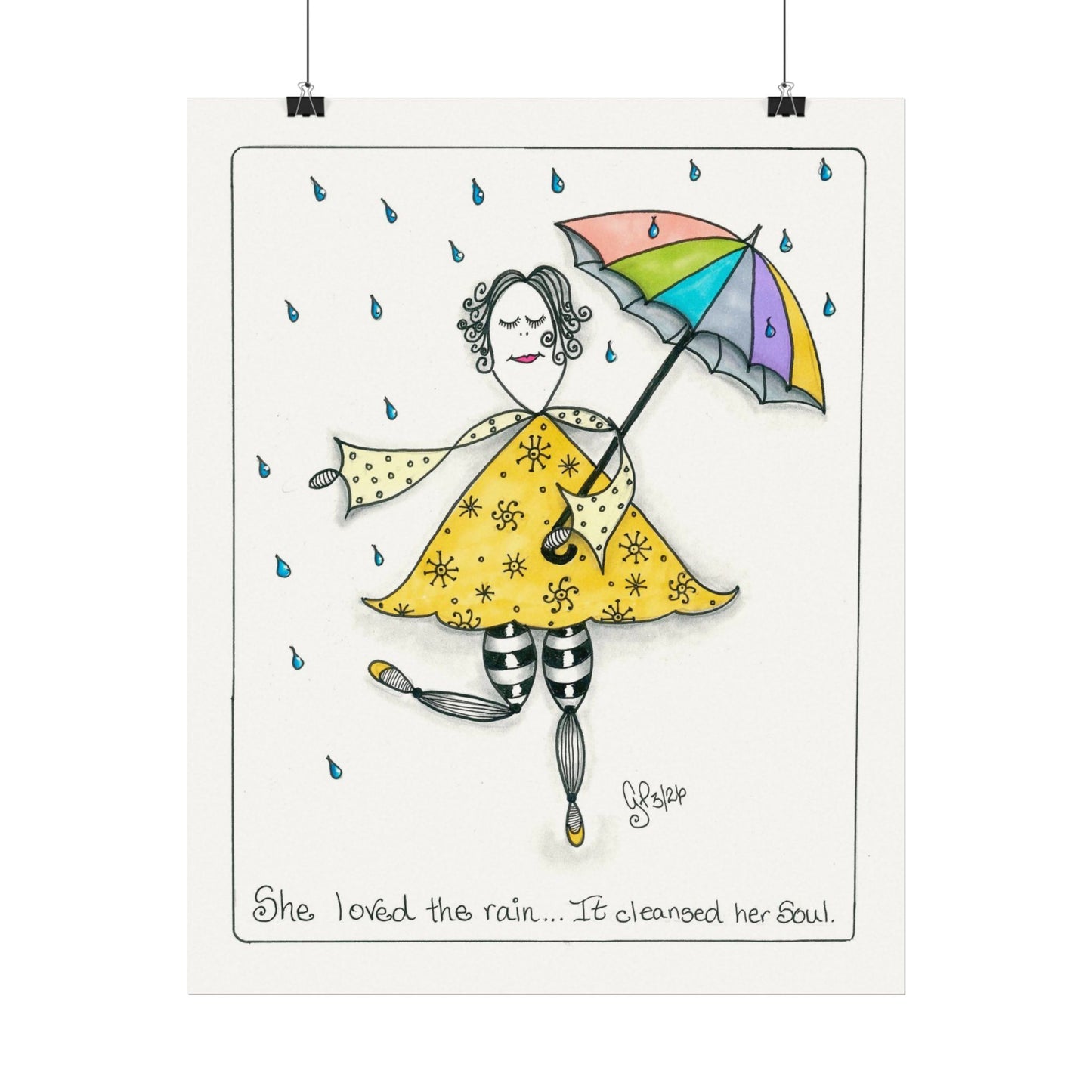 The Rain Cleansed Her Soul Textured Watercolor Matte Posters