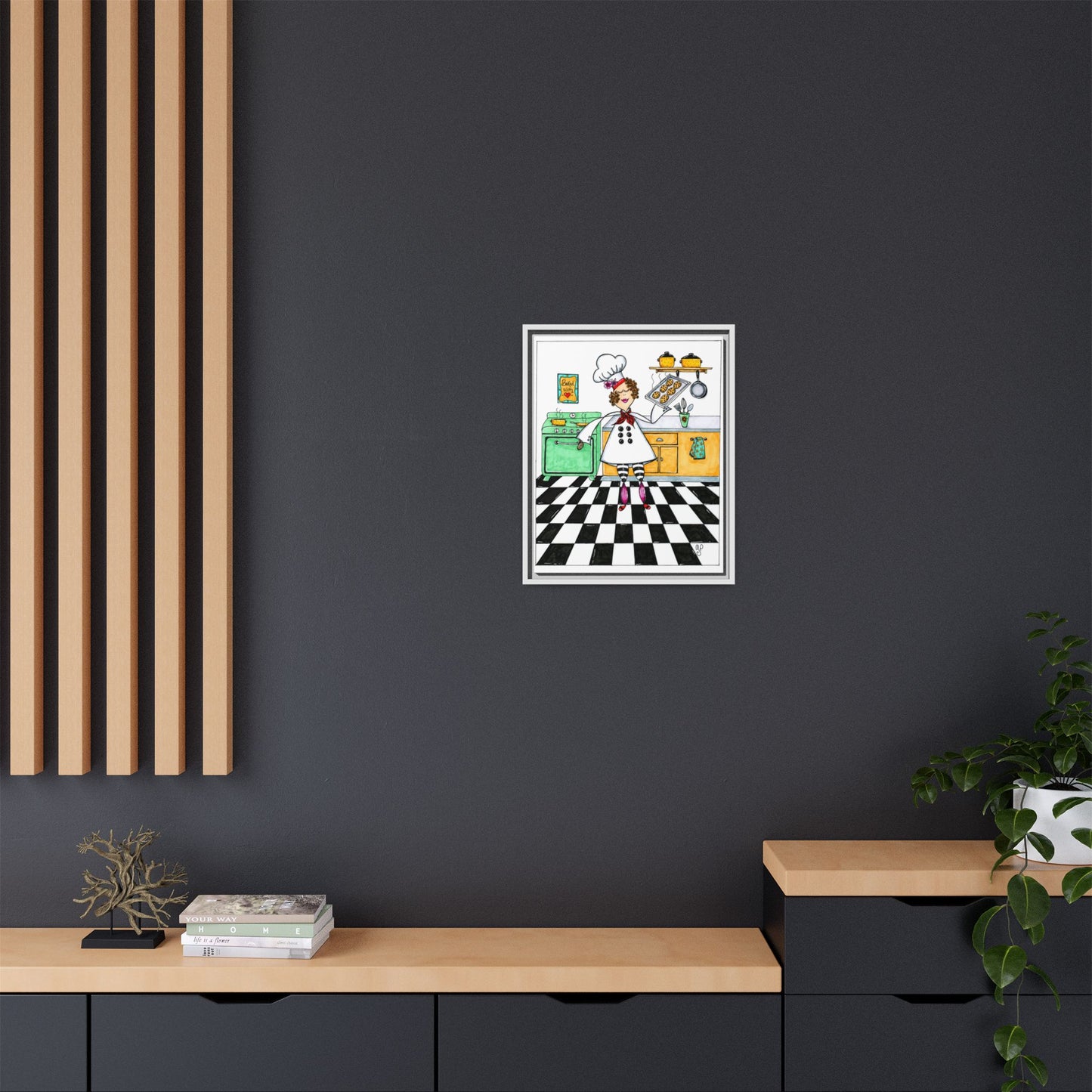 She Bakes! Matte Canvas, Framed (Multi-color)