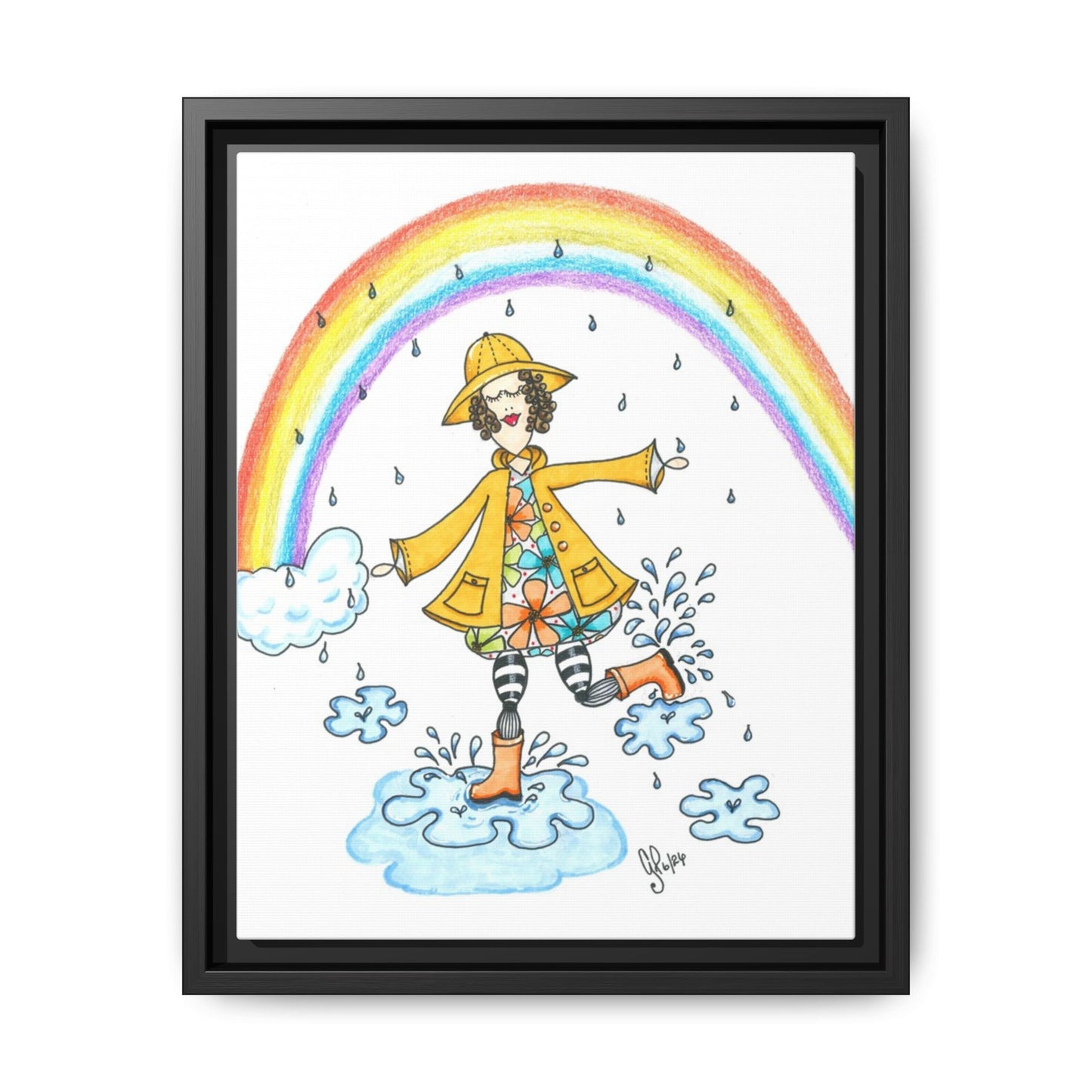 Dancing In The Rain Matte Canvas, Framed (Multi-color)