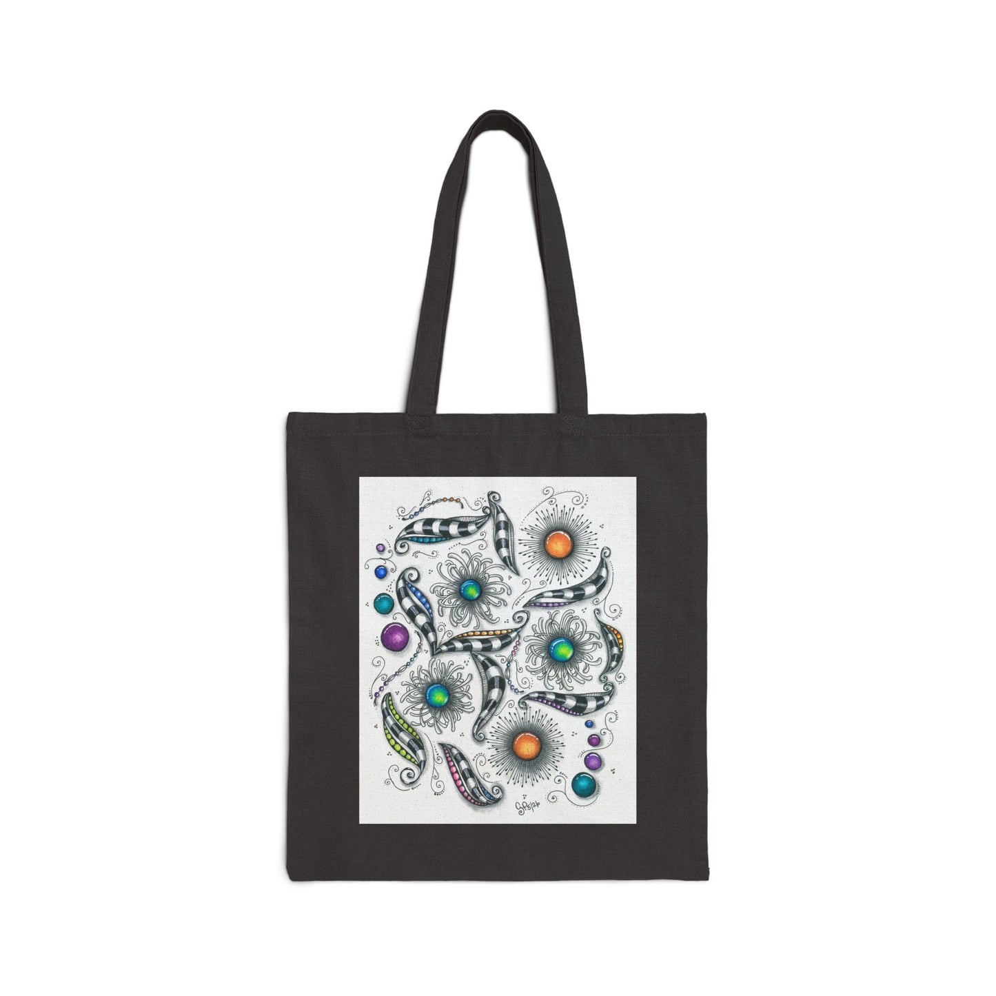Zen Whimsy Cotton Canvas Tote Bag