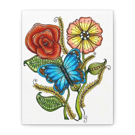 Blue Butterfly Matte Canvas, Stretched, 1.25"
