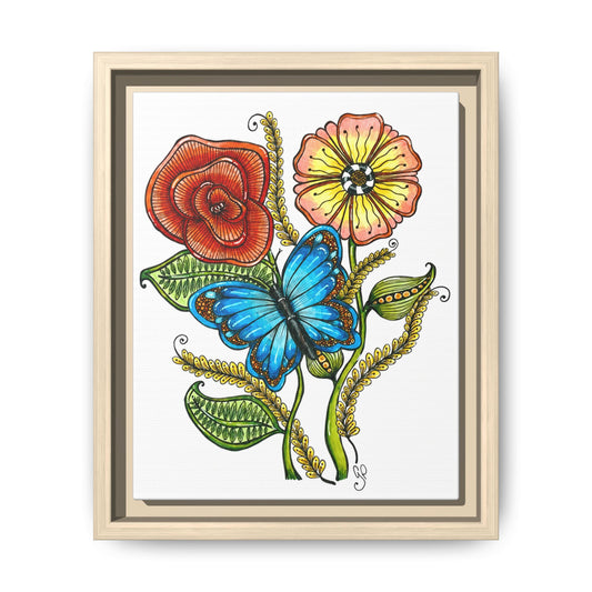 Blue Butterfly Matte Canvas, Framed (Multi-color)