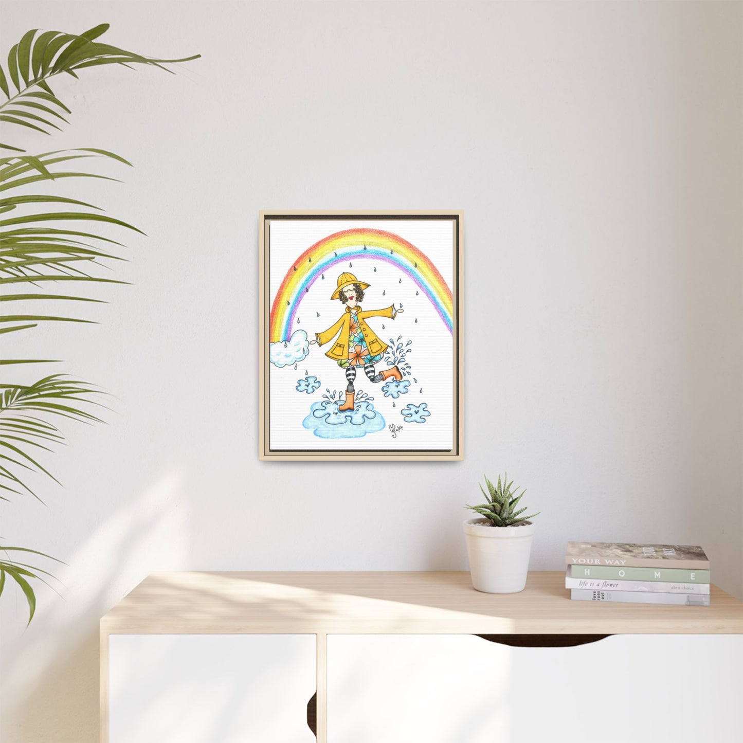 Dancing In The Rain Matte Canvas, Framed (Multi-color)