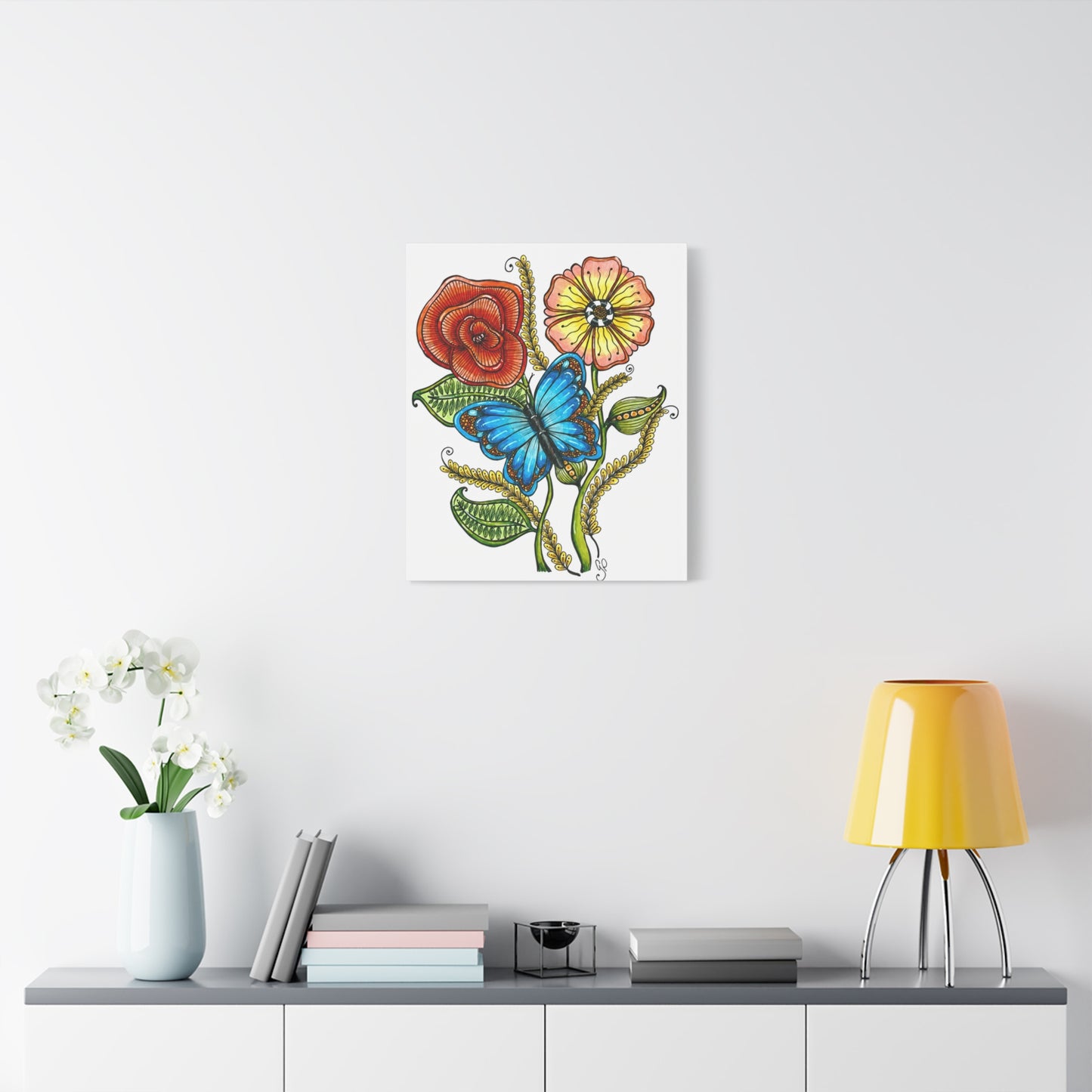 Blue Butterfly Matte Canvas, Stretched, 1.25"