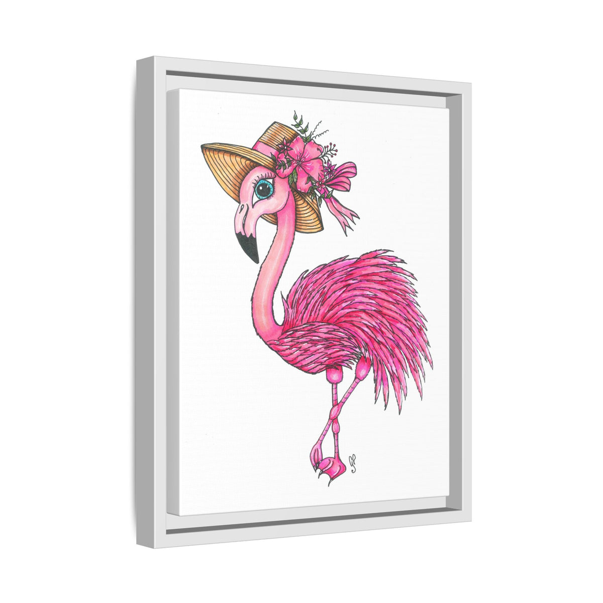Francine The Flamingo Matte Canvas, Framed (Multi-color)