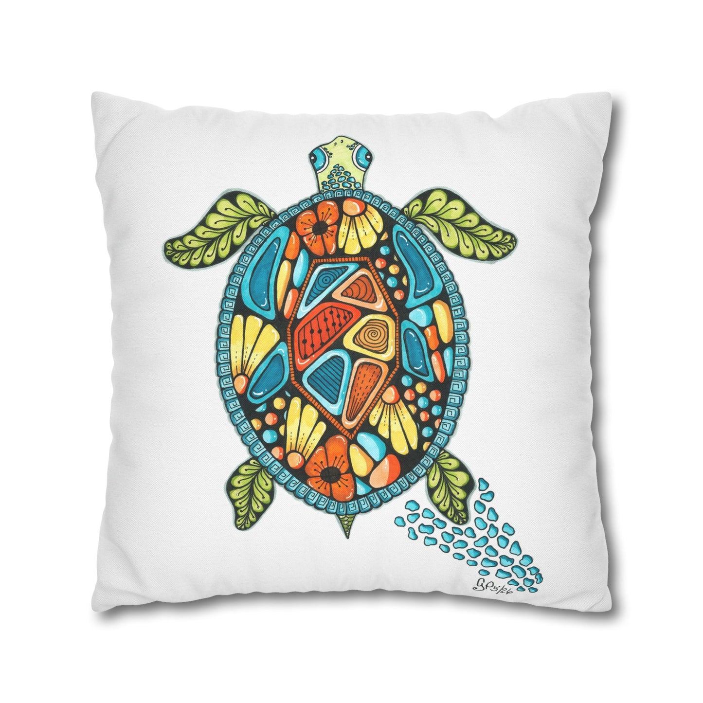 Sea Turtle Spun Polyester Square Pillowcase