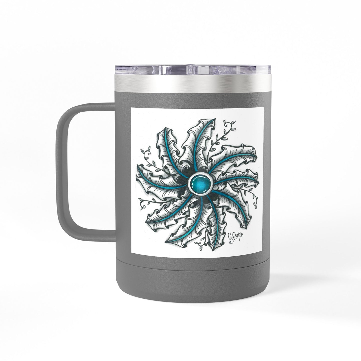 Teal Gem Coffee Mug Tumbler, 15oz