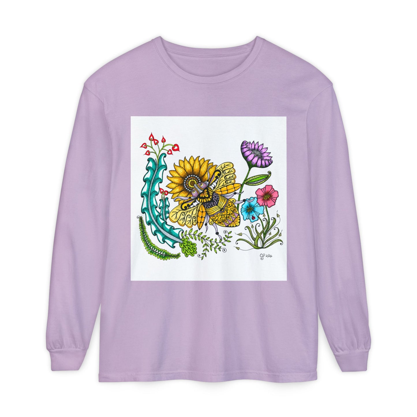 Boho Bumblebee Garment-dyed Long Sleeve T-Shirt