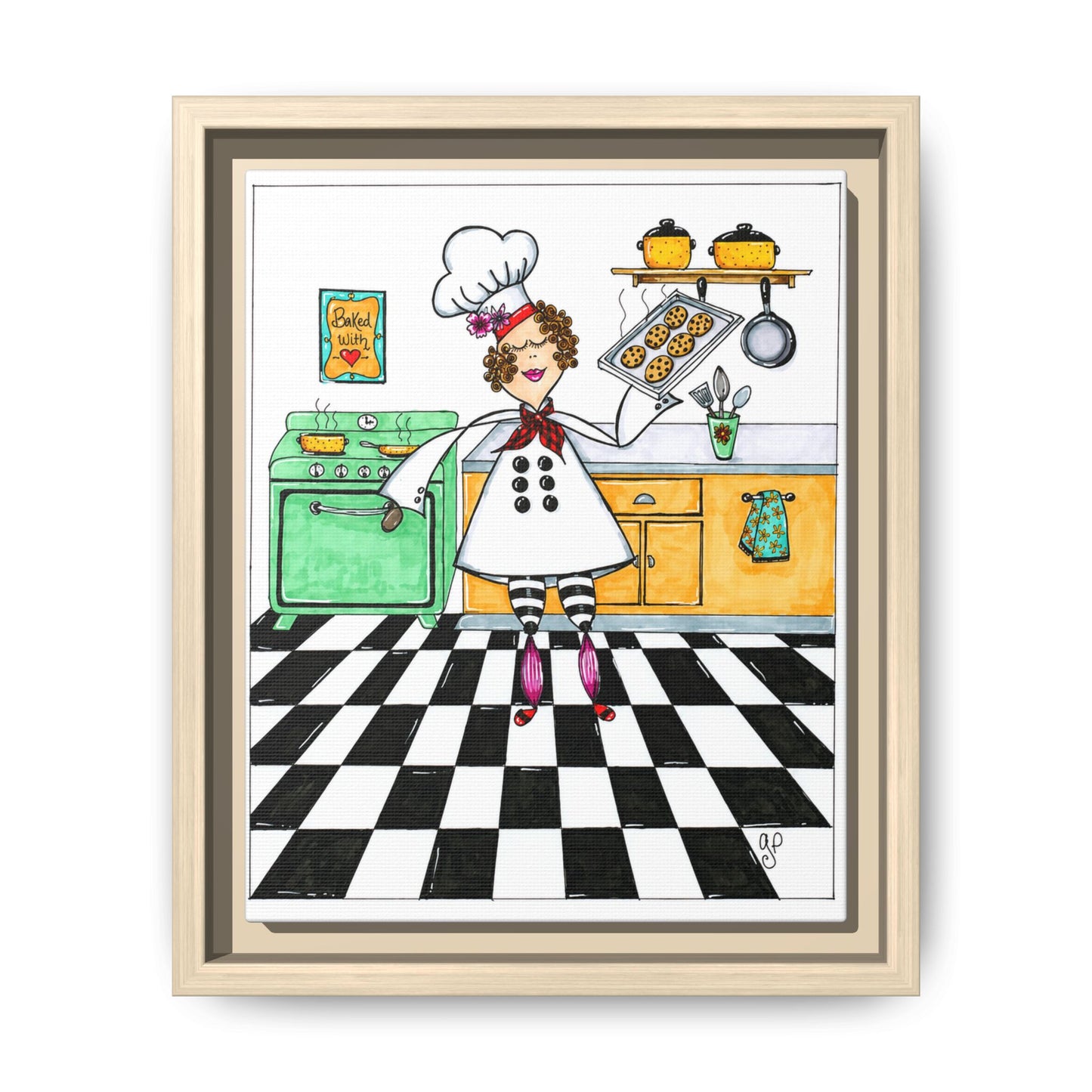She Bakes! Matte Canvas, Framed (Multi-color)