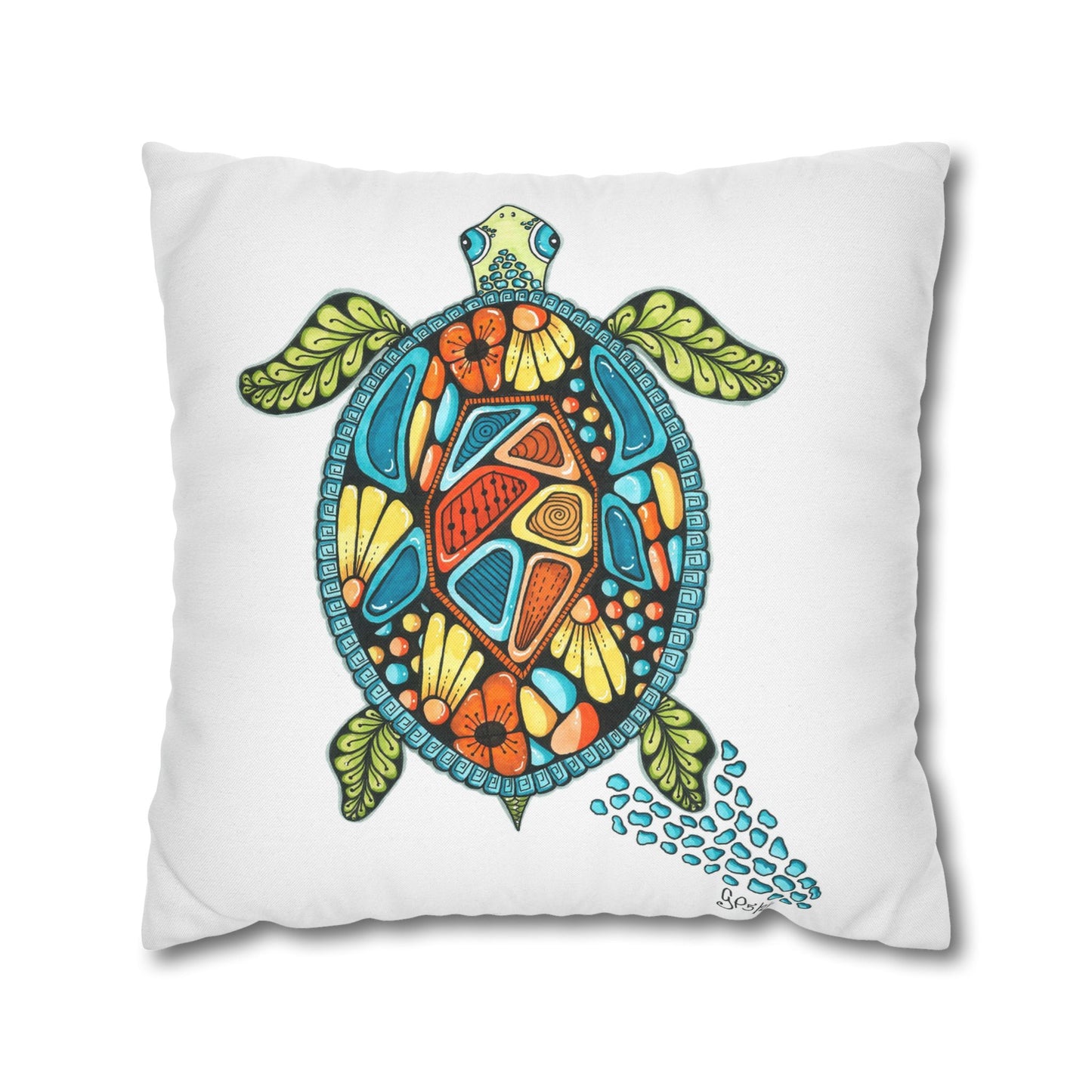 Sea Turtle Spun Polyester Square Pillowcase