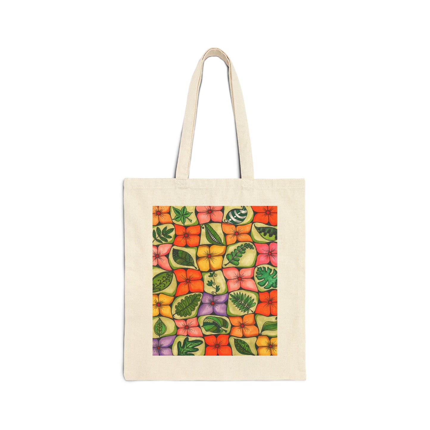All-Over Flower Cotton Canvas Tote Bag