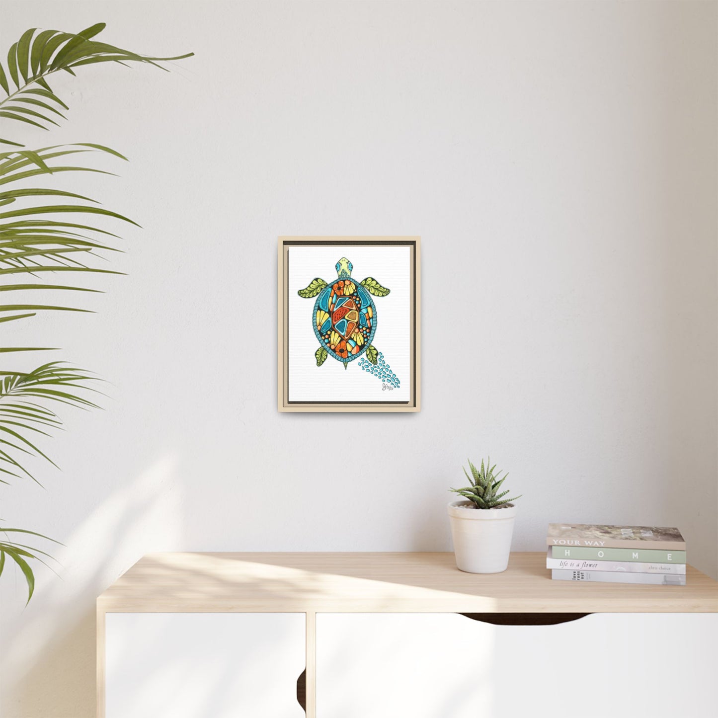 Sea Turtle Matte Canvas, Framed (Multi-color)