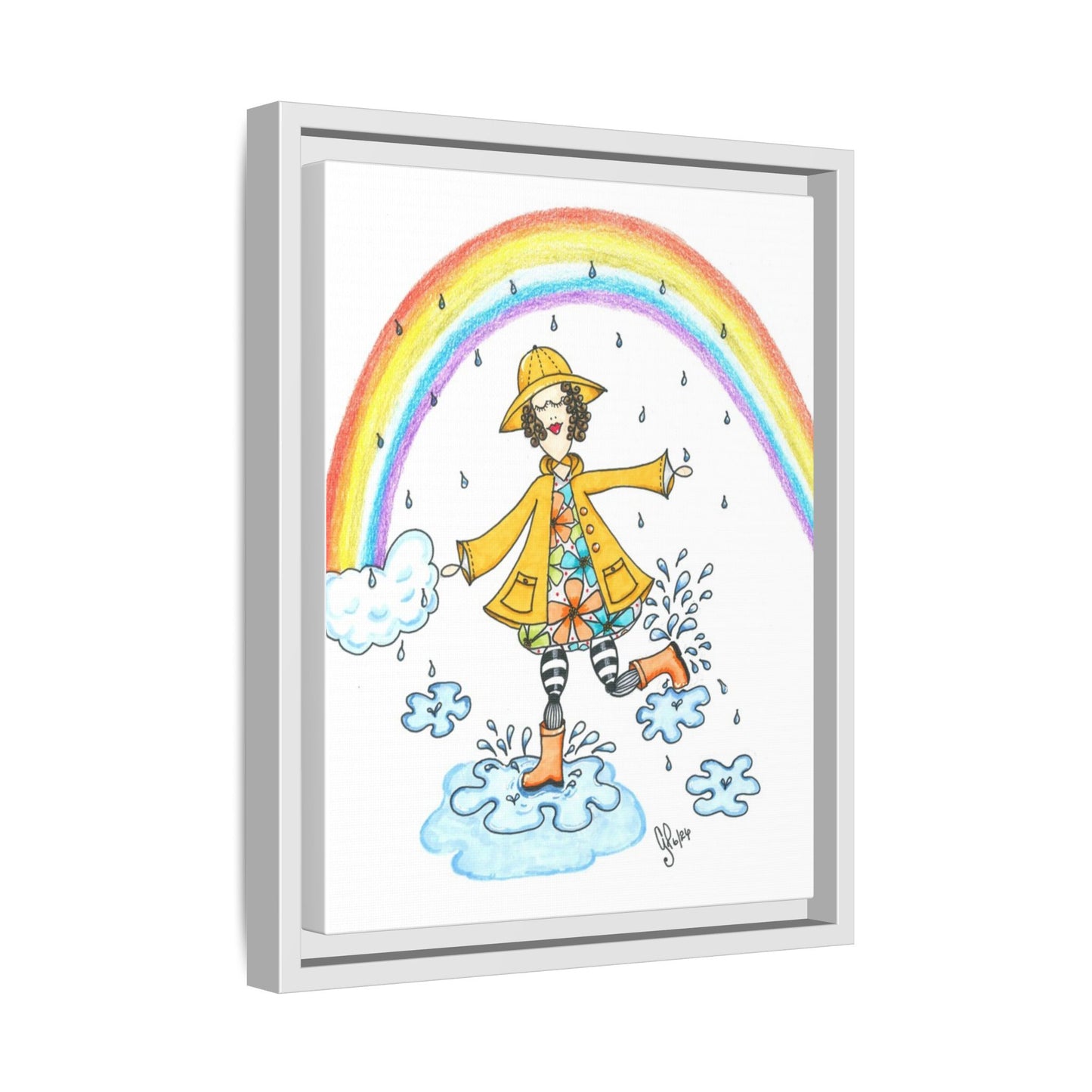 Dancing In The Rain Matte Canvas, Framed (Multi-color)