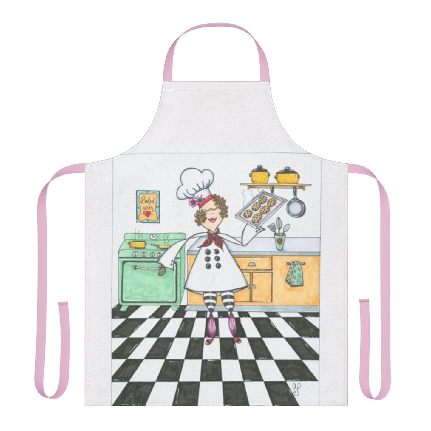 She Bakes! Apron, 5-Color Straps (AOP)
