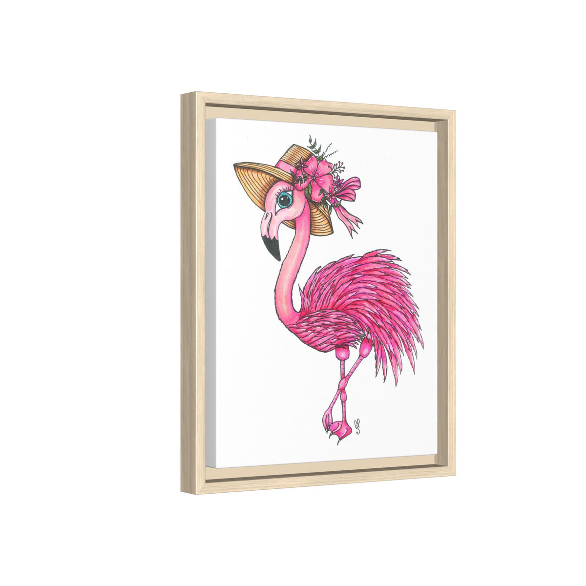 Francine The Flamingo Matte Canvas, Framed (Multi-color)