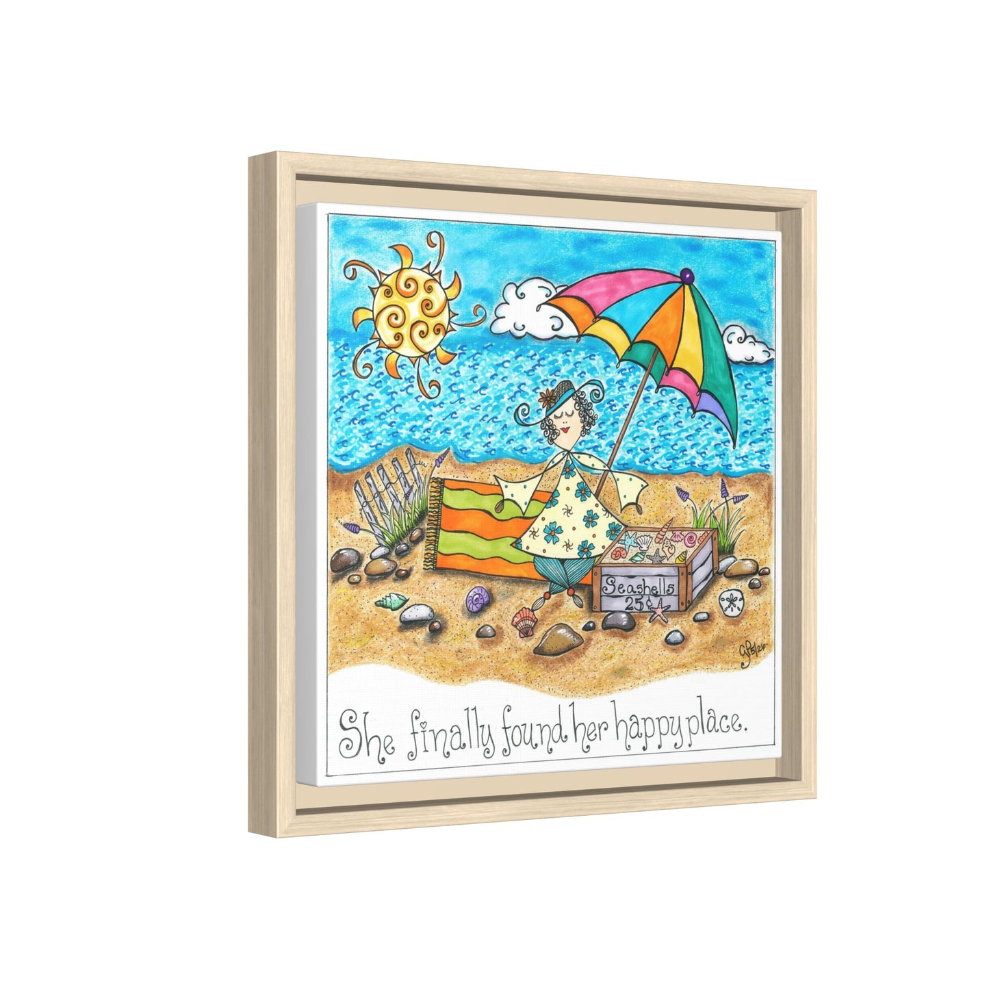 Her Happy Place Matte Canvas, Framed (Multi-color)