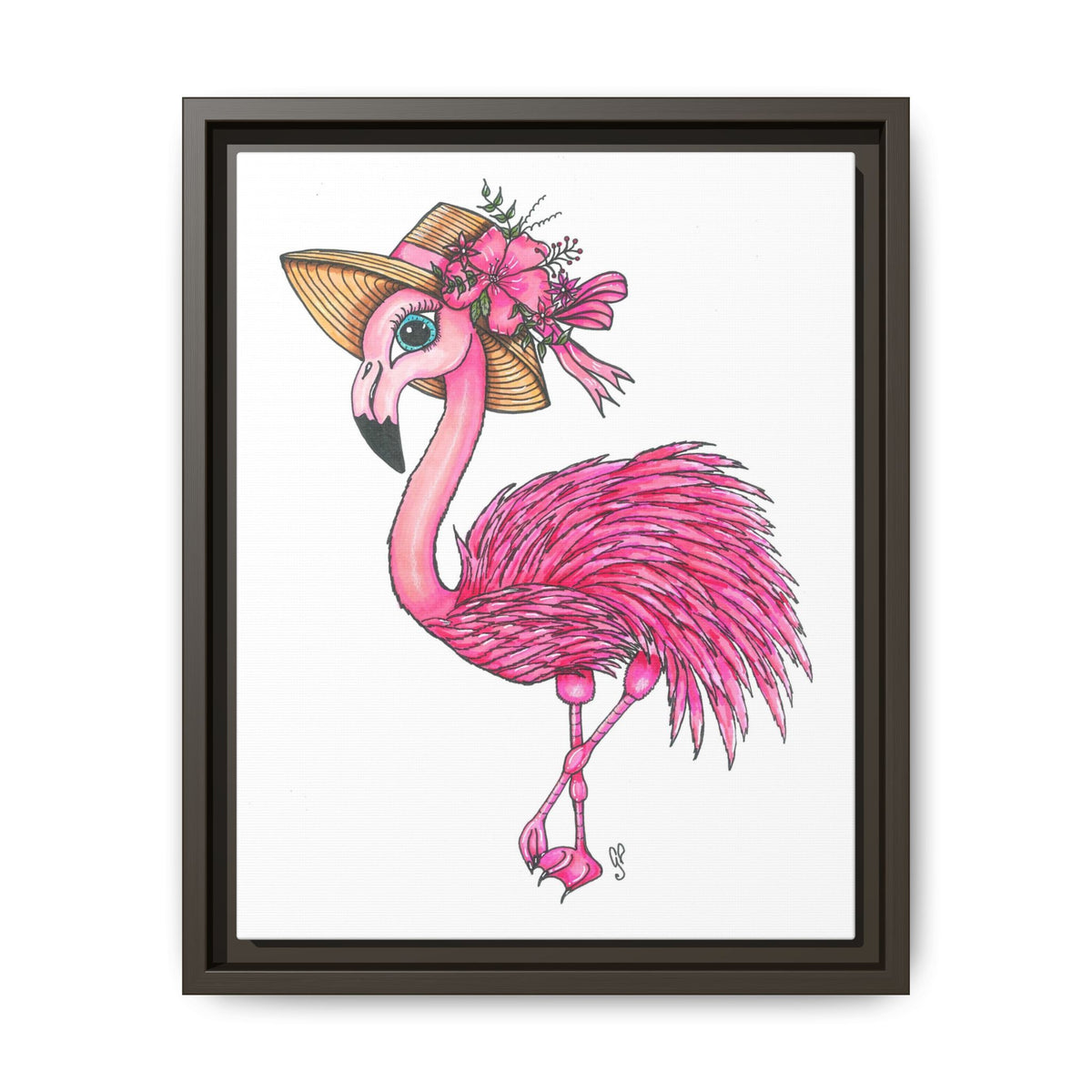 Francine The Flamingo Matte Canvas, Framed (Multi-color)