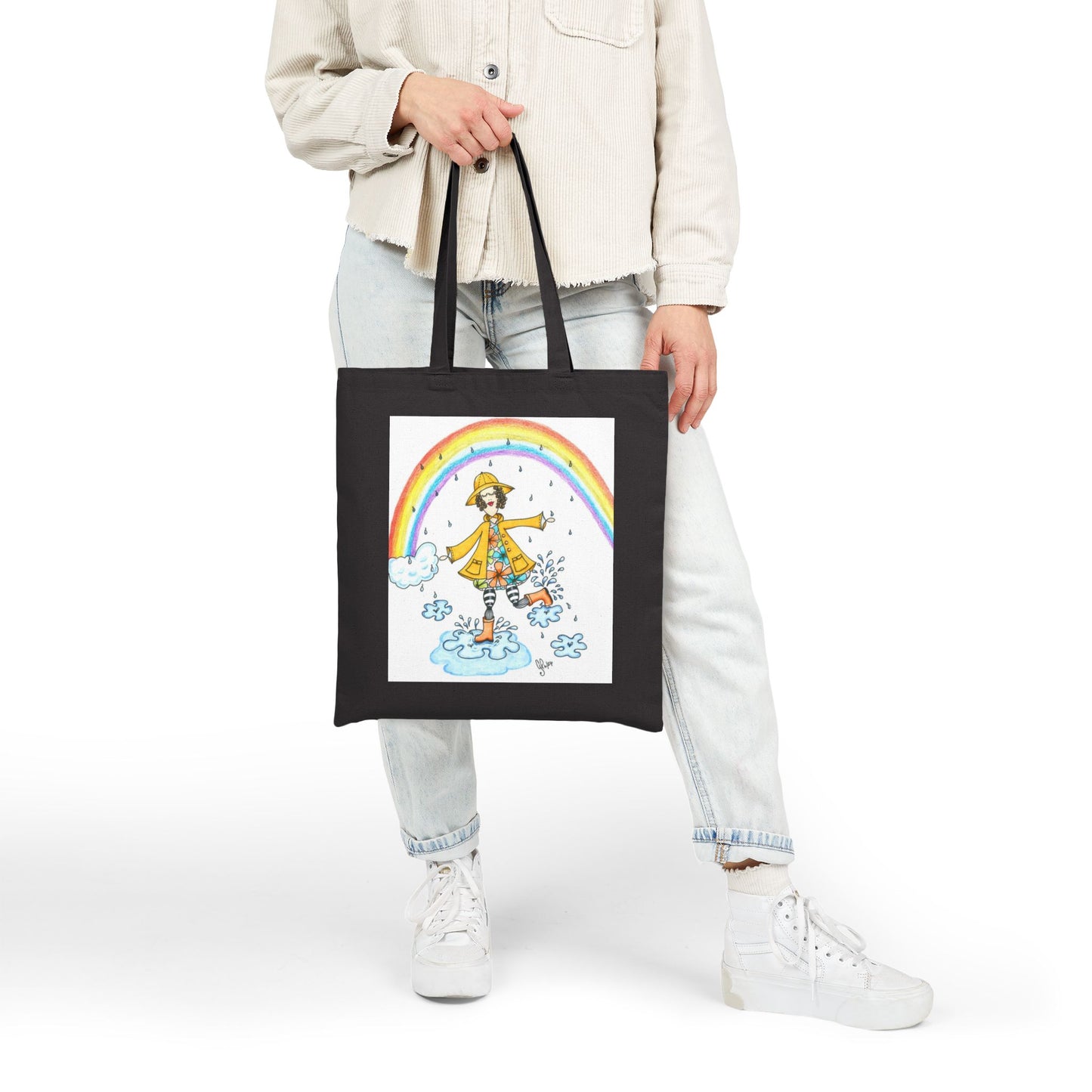Dancing In The Rain Cotton Canvas Tote Bag