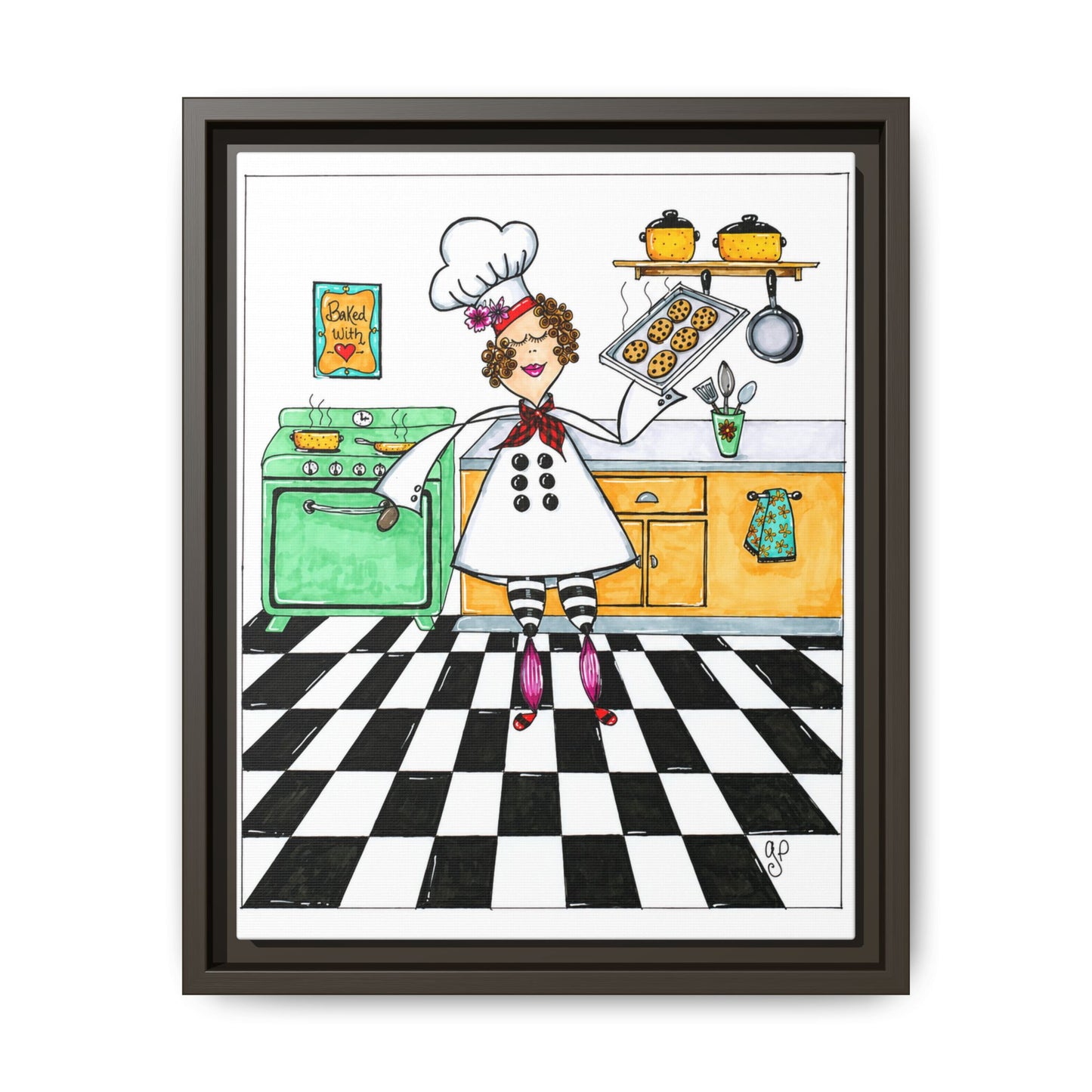 She Bakes! Matte Canvas, Framed (Multi-color)