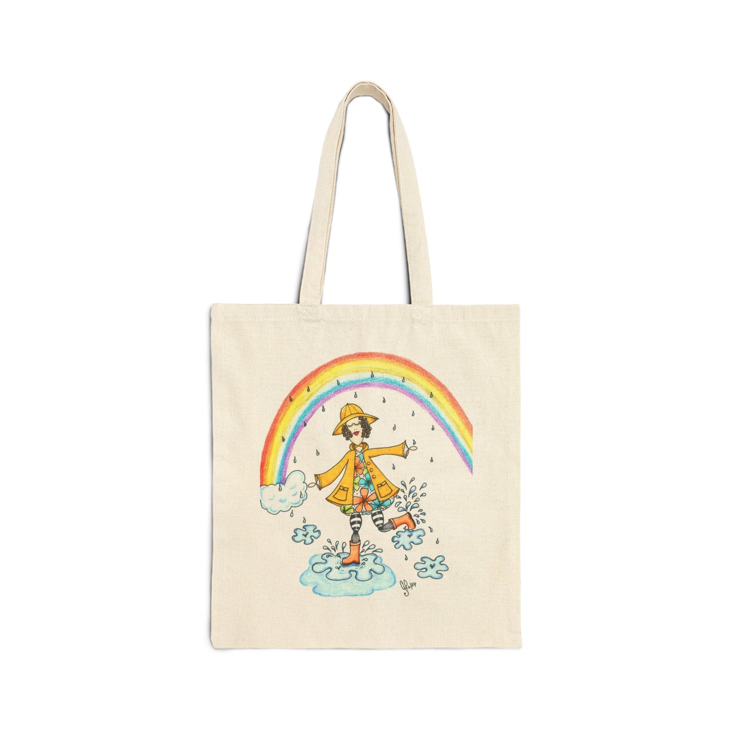 Dancing In The Rain Cotton Canvas Tote Bag