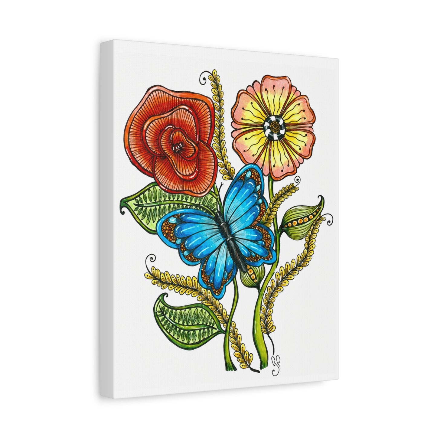 Blue Butterfly Matte Canvas, Stretched, 1.25"