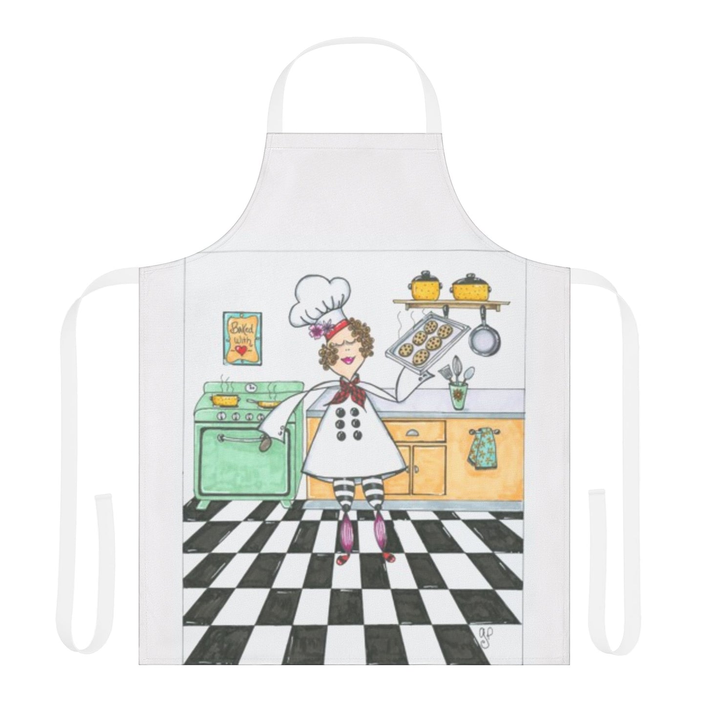 She Bakes! Apron, 5-Color Straps (AOP)