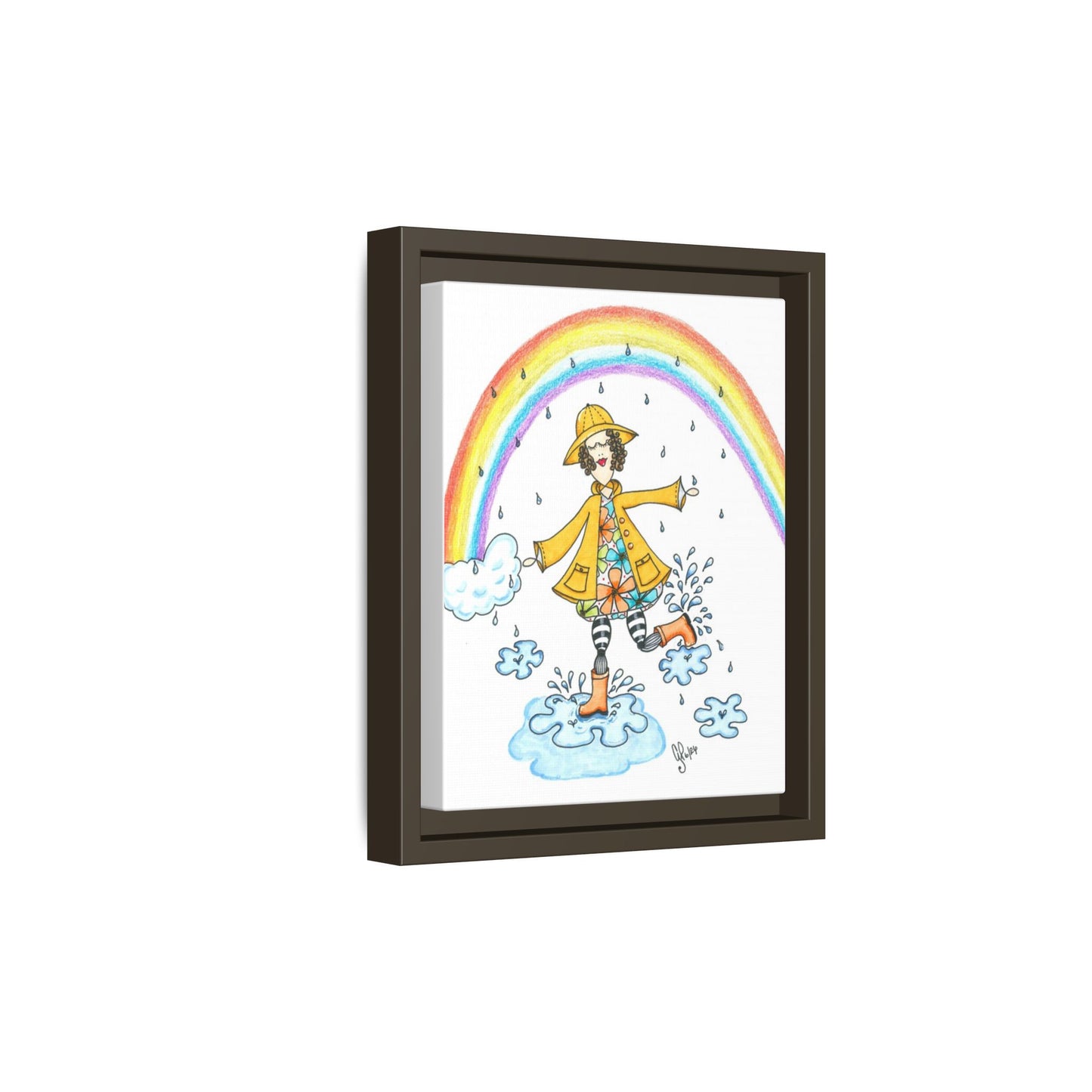 Dancing In The Rain Matte Canvas, Framed (Multi-color)