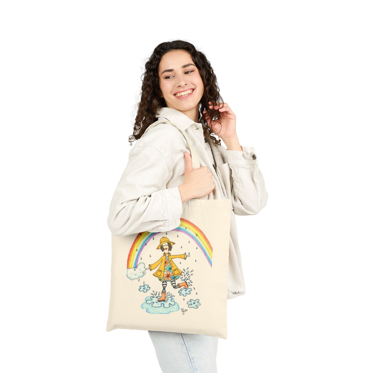 Dancing In The Rain Cotton Canvas Tote Bag