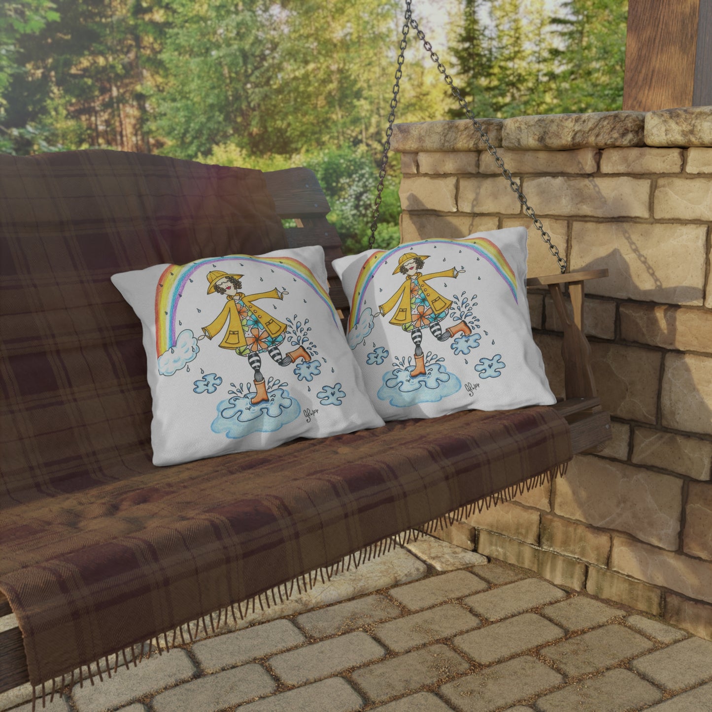 Dancing In The Rain Outdoor Pillow