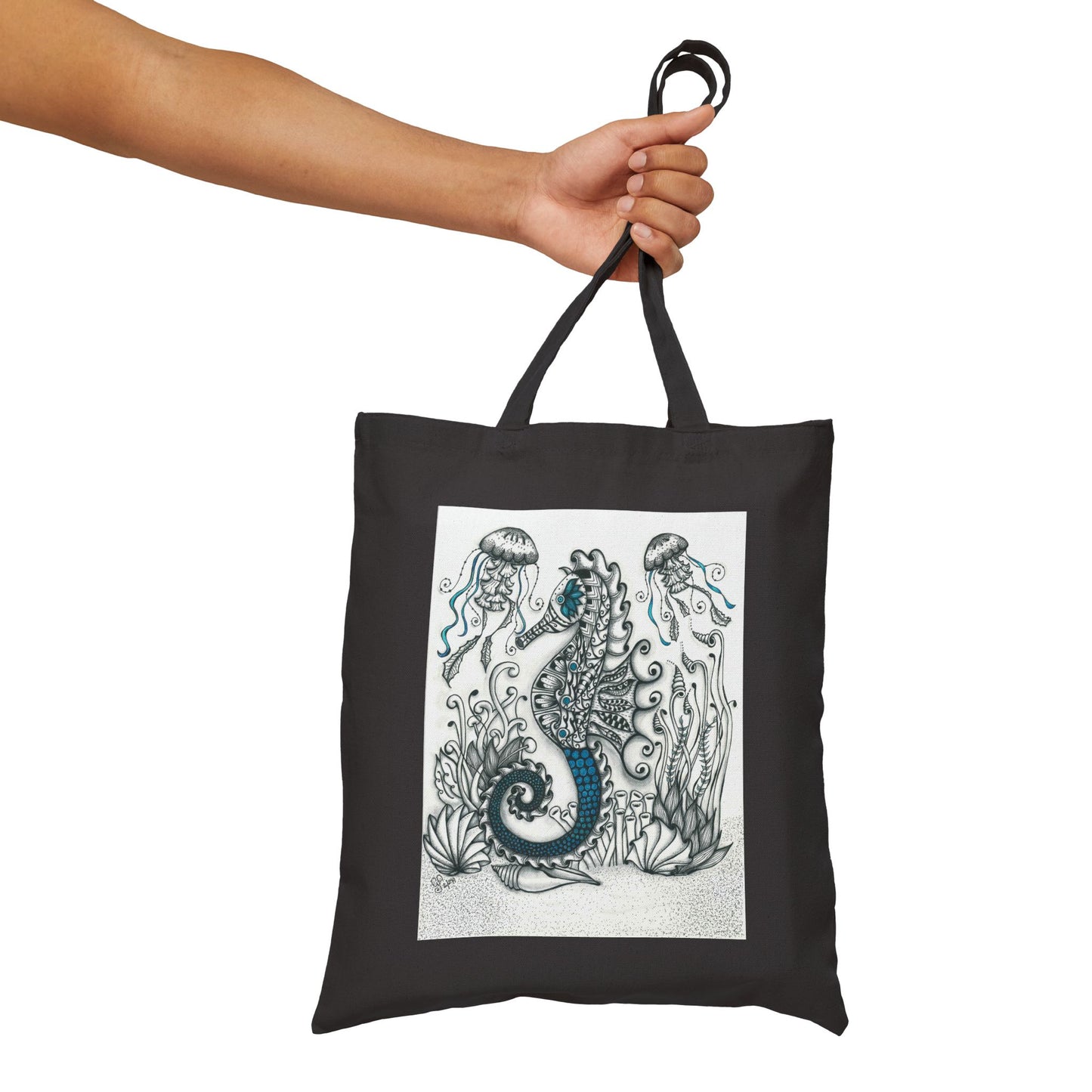 Seahorse & Jellyfish Party Cotton Canvas Tote Bag