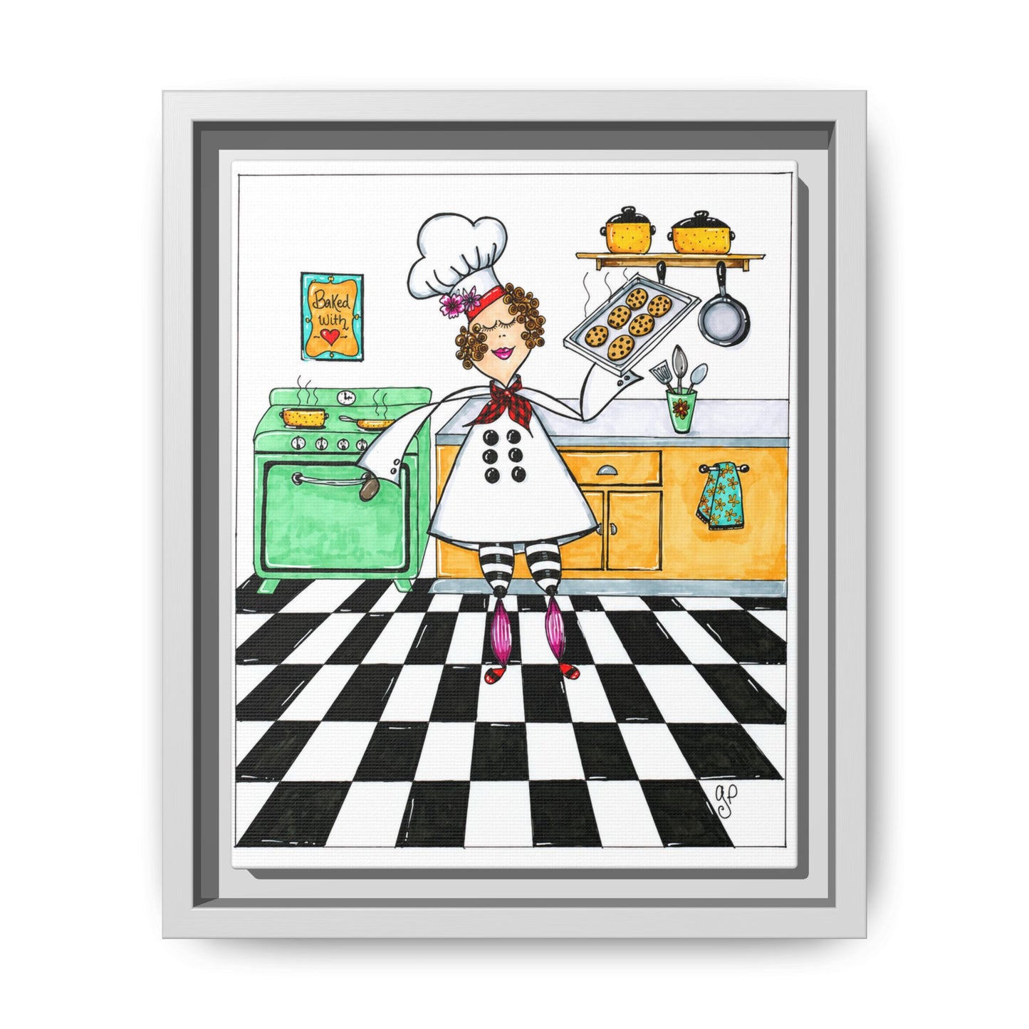 She Bakes! Matte Canvas, Framed (Multi-color)