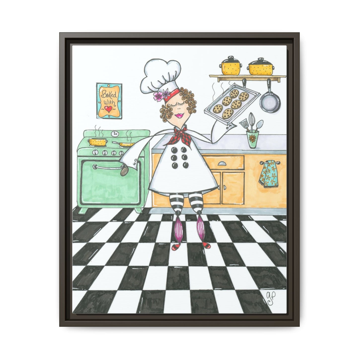 She Bakes! Matte Canvas, Framed (Multi-color)