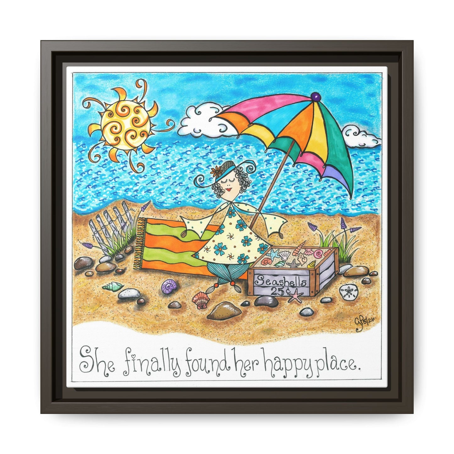 Her Happy Place Matte Canvas, Framed (Multi-color)