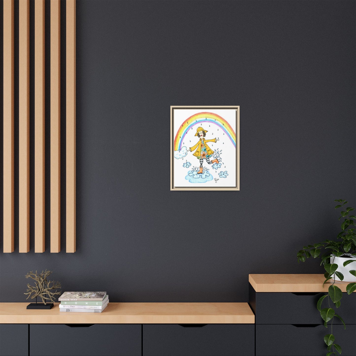 Dancing In The Rain Matte Canvas, Framed (Multi-color)