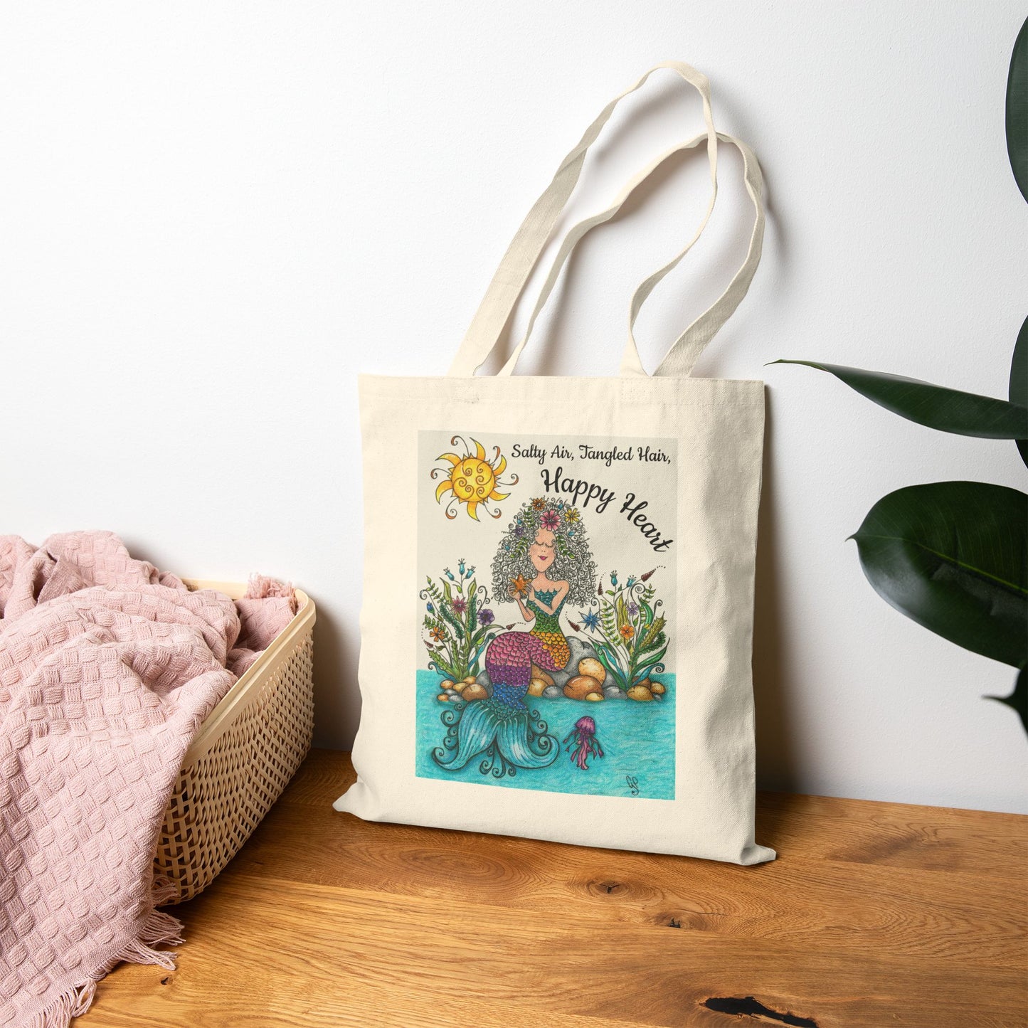 Mermaid Cotton Canvas Tote Bag