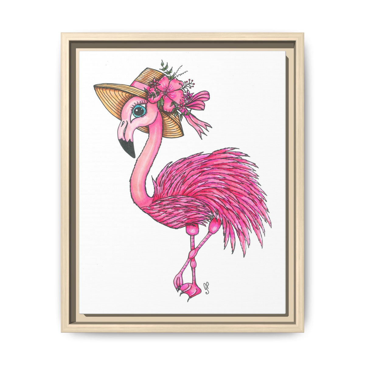 Francine The Flamingo Matte Canvas, Framed (Multi-color)