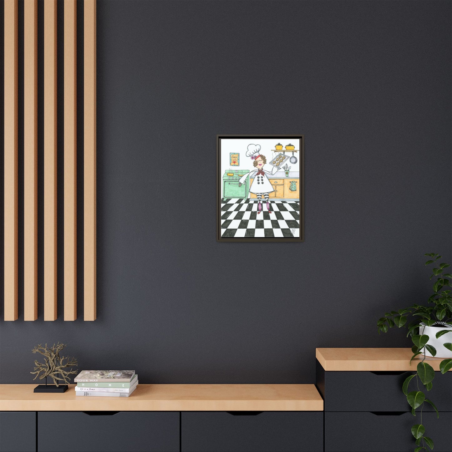 She Bakes! Matte Canvas, Framed (Multi-color)