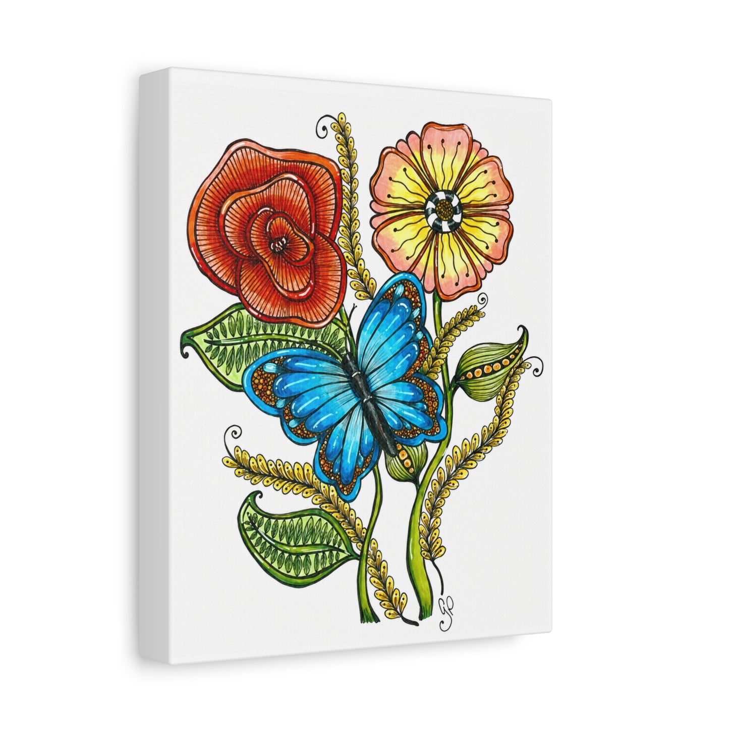 Blue Butterfly Matte Canvas, Stretched, 1.25"