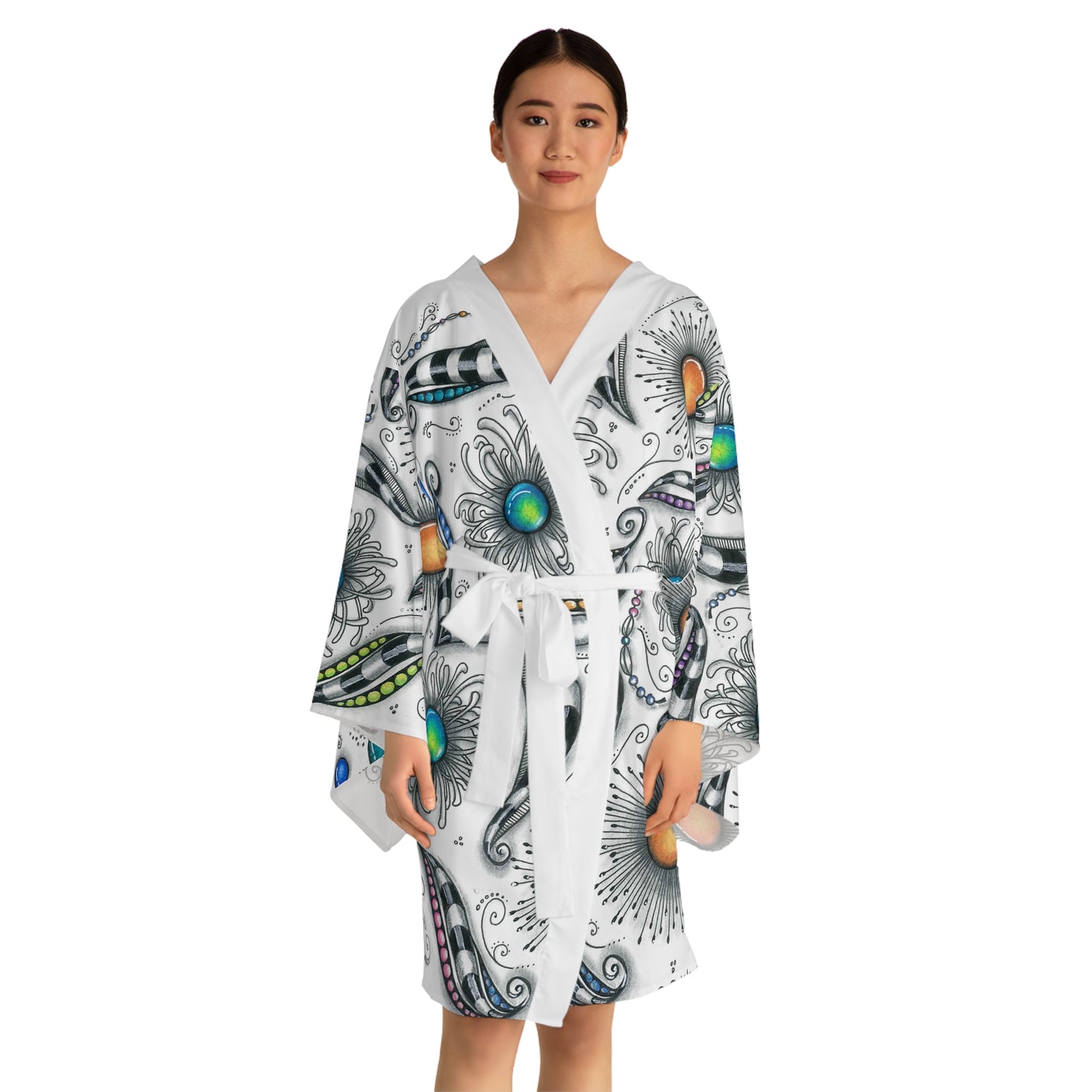 Zen Whimsy Long Sleeve Kimono Robe