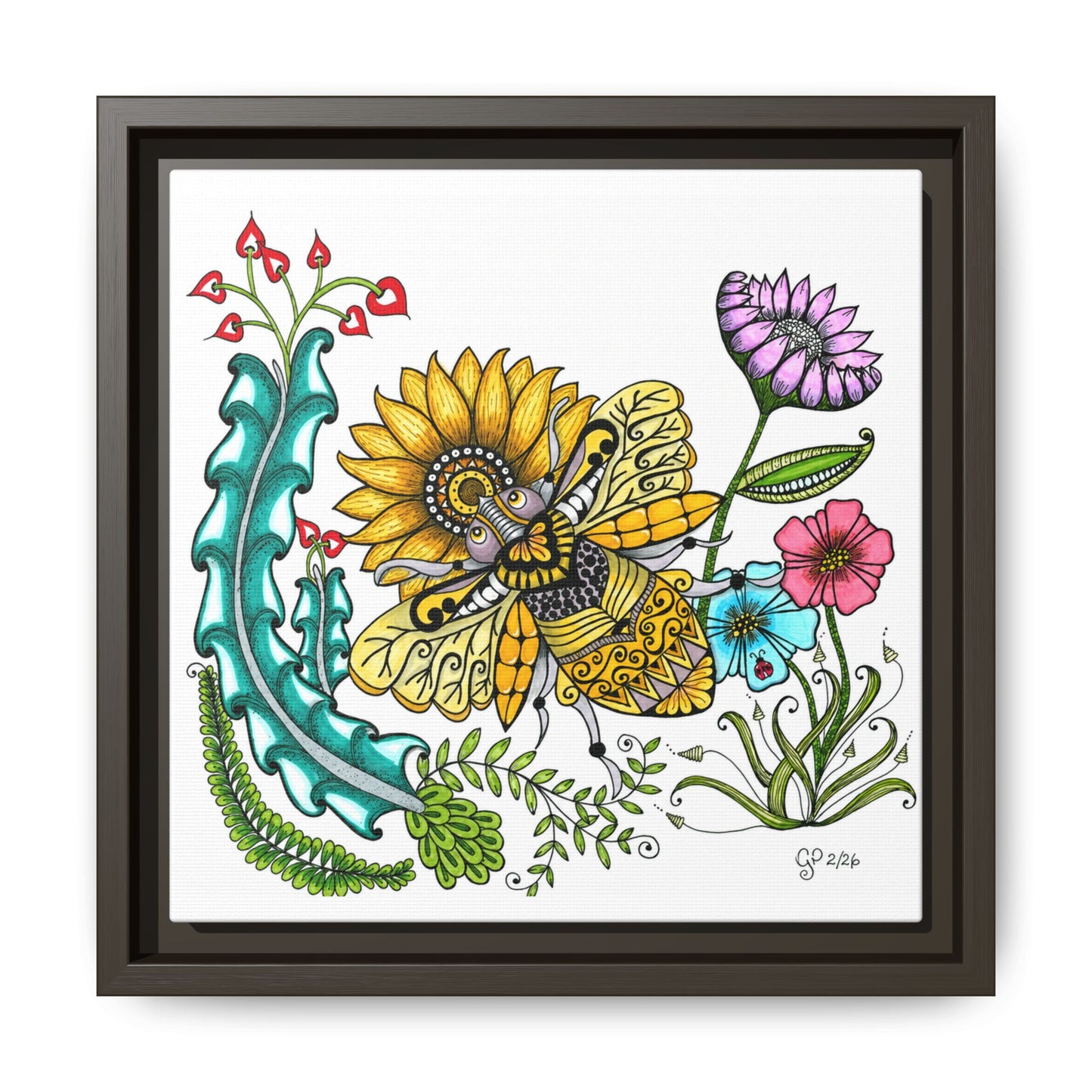 Boho Bumblebee Matte Canvas, Framed (Multi-color)