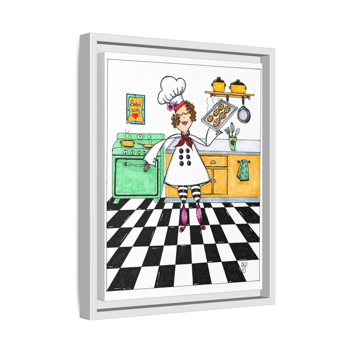 She Bakes! Matte Canvas, Framed (Multi-color)
