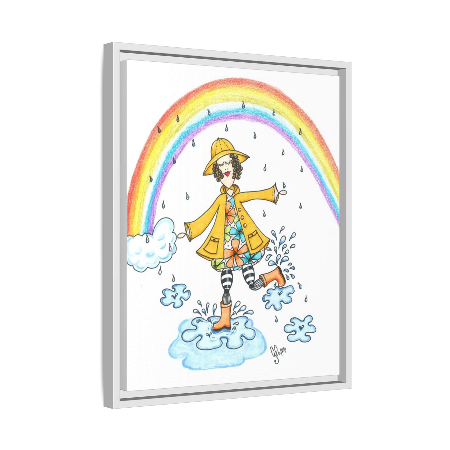 Dancing In The Rain Matte Canvas, Framed (Multi-color)