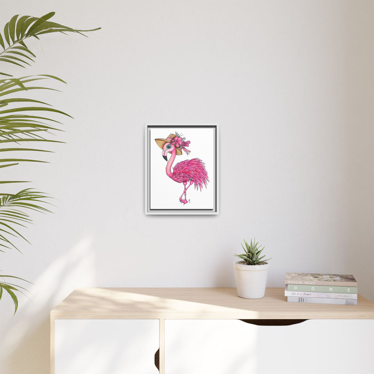 Francine The Flamingo Matte Canvas, Framed (Multi-color)