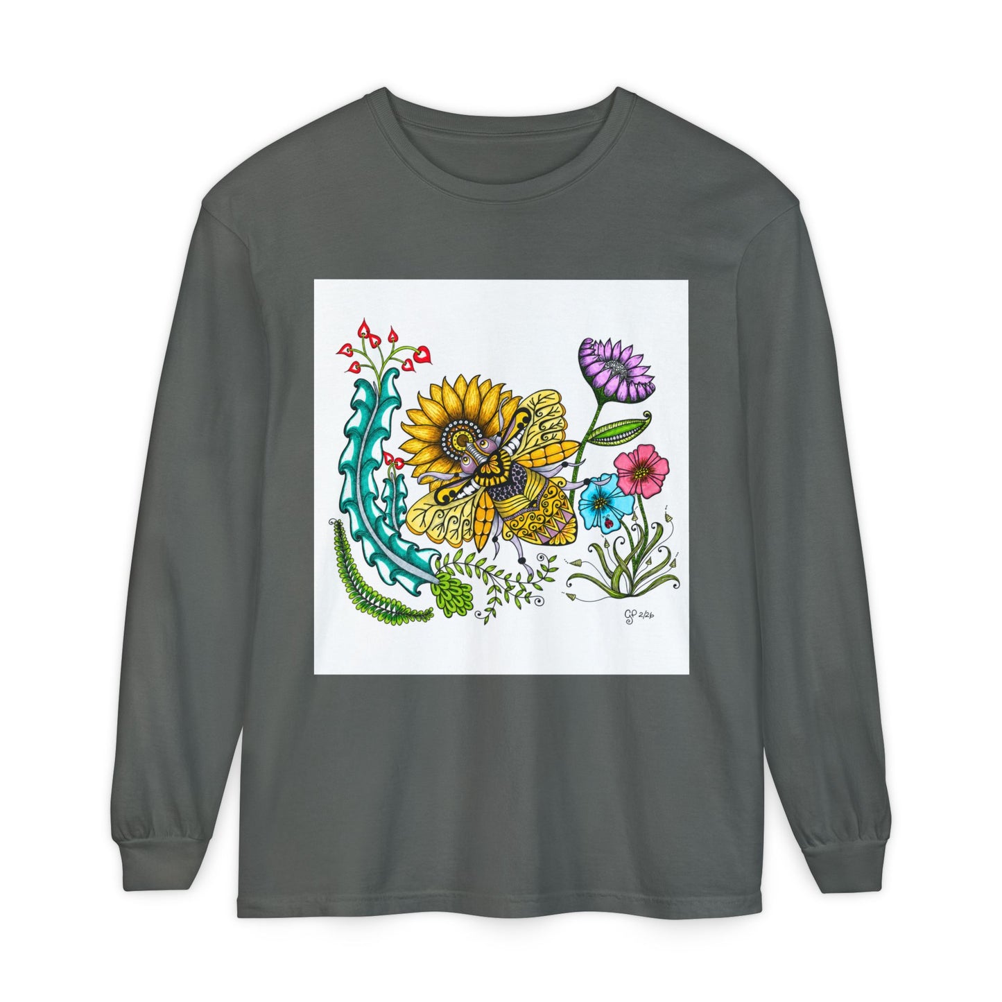 Boho Bumblebee Garment-dyed Long Sleeve T-Shirt