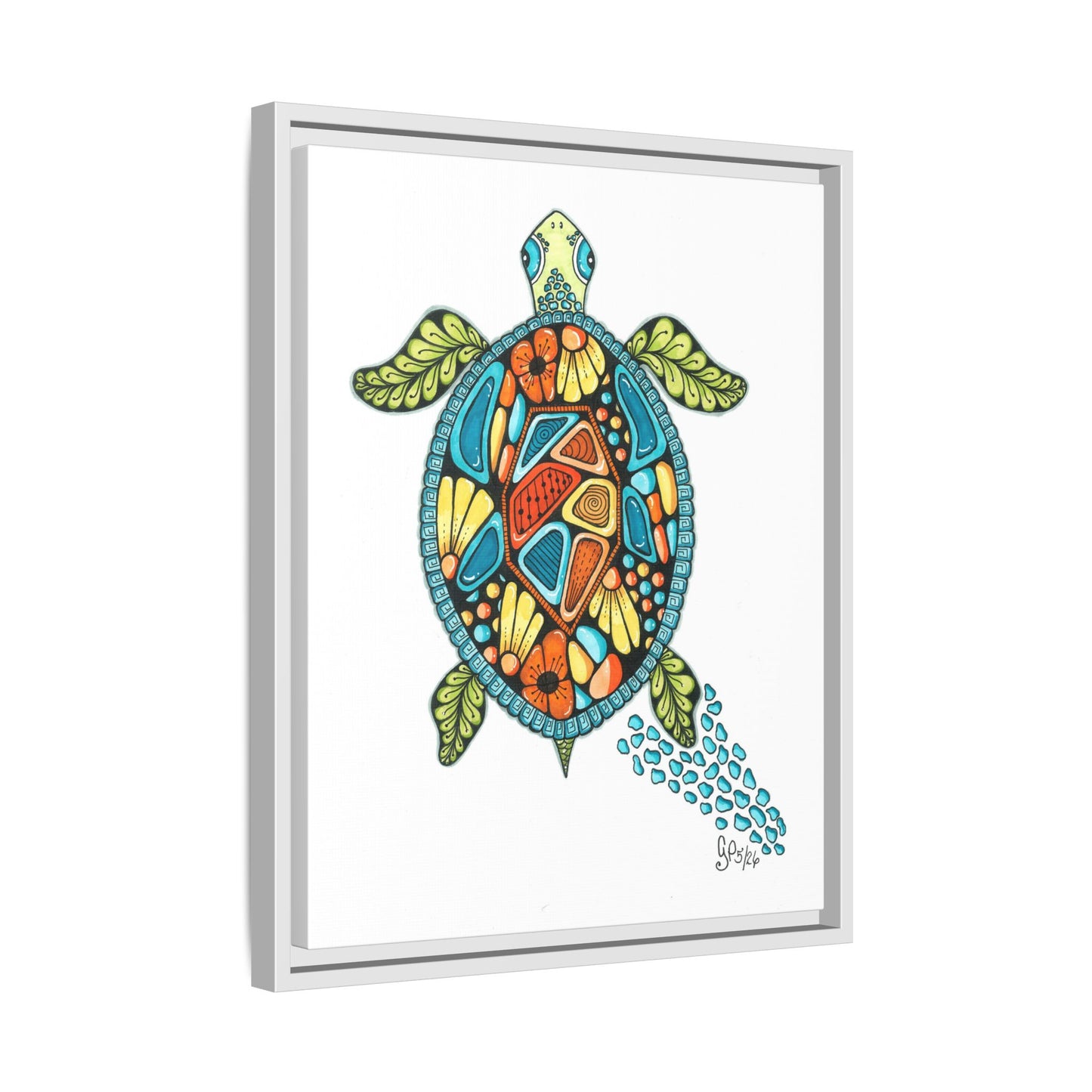 Sea Turtle Matte Canvas, Framed (Multi-color)